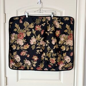 Waverly Garden Room Black Floral Standard Pillow Sham Velvet Trim Cotton Vintage